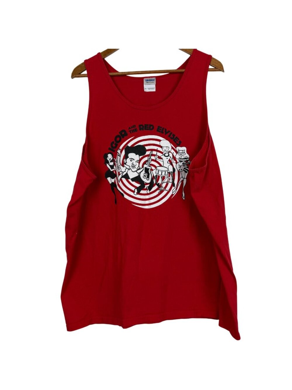 Vtg Y2K Igor & The Red Elvises Graphic Red Tank 2XL Both Sides Cotton Band Tee